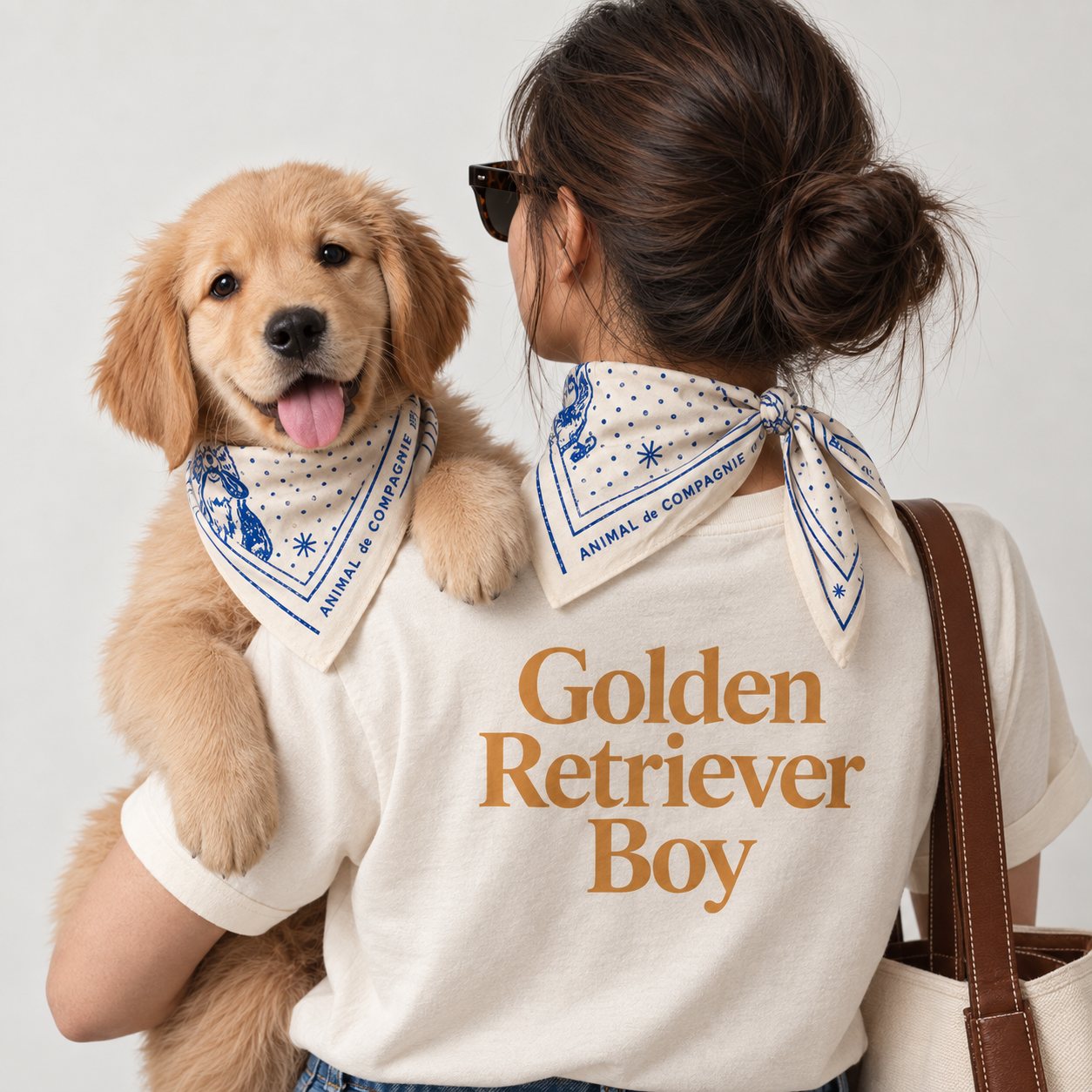 Golden Retriever Capsule — tee and bandana with a golden retriever puppy